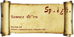 Szencz Örs névjegykártya